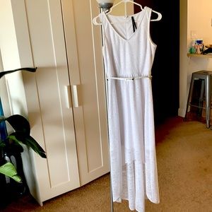 Marc New York white hi-lo belted dress